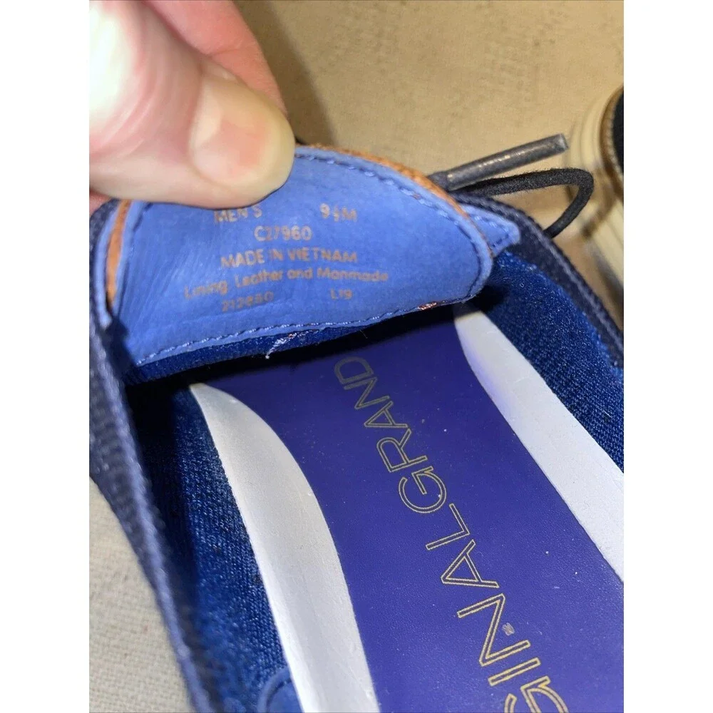 Cole Haan Original Grand Men’s Wingtip Casuals Size 9.5 M Blue Fabric Athleisure